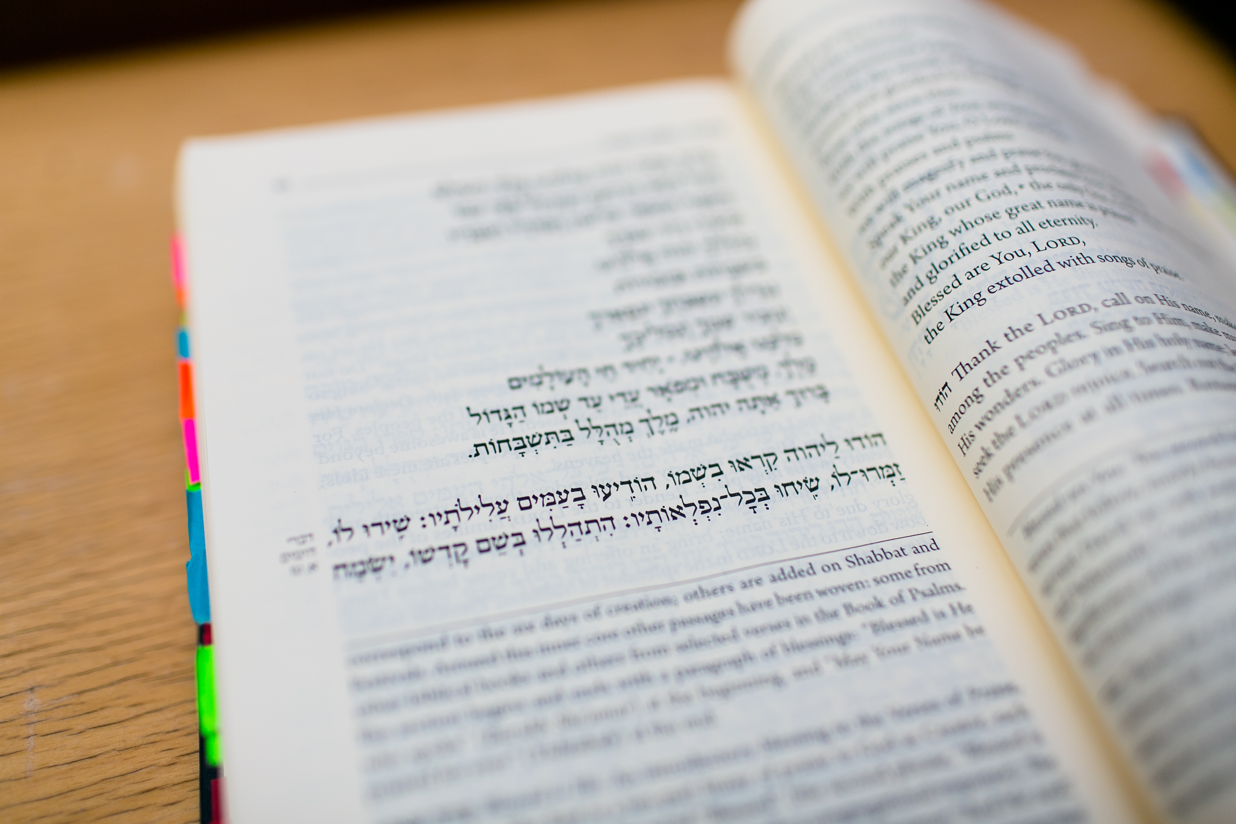 Close-up of siddur text